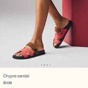 Size 37.5EU HERMÈS Women’s Chypre Sandals Rouge Tomette / Terre Ambrée